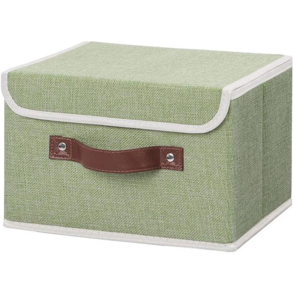 Storage Bin with Lid Storage Boxes with PU Leather Handles PP Plastic